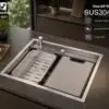 سینک پله‌دار هوادیائو استیل مدل H222 سایز 60