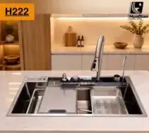 سینک پنج کلید هوادیائو مدل H222 رنگ استیل ۹۰×۵۰