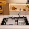 سینک پنج کلید هوادیائو مدل H222 رنگ استیل ۹۰×۵۰