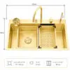 سینک آبشاری ساده طلایی هوادیو سایز 46×75
