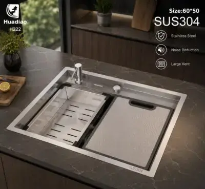 سینک پله‌دار هوادیائو مدل H222 سایز ۶۰×۵۰